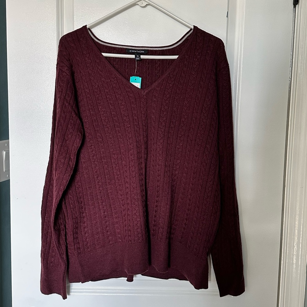 41 Hawthorn Stitch Fix Kellie Maroon Cable Knit Pullover Sweater